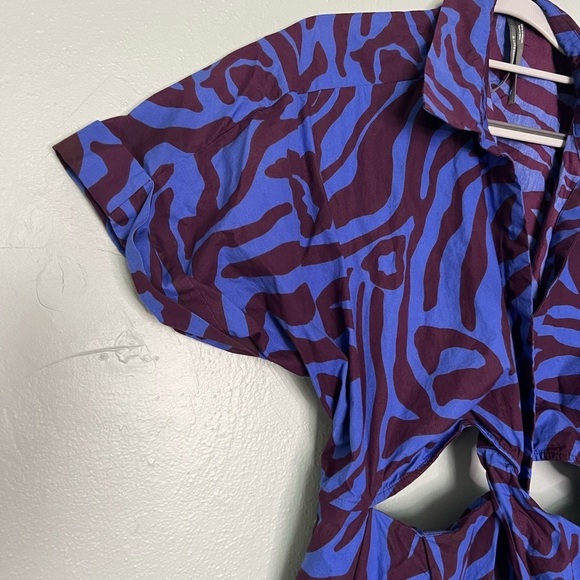 Anthropologie Twist Waist Midi Shirtdress in blue motif - Picture 6 of 11